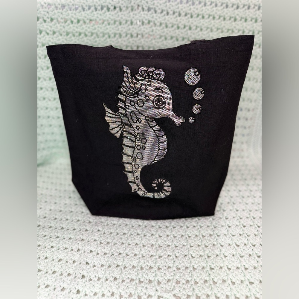 Large Tote Bag: Seahorse